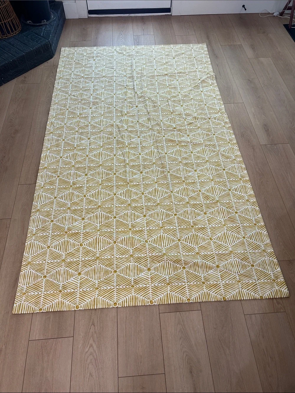 Boho Heni Goldenrod Yellow on Natural Curtains 50 by 88 inches